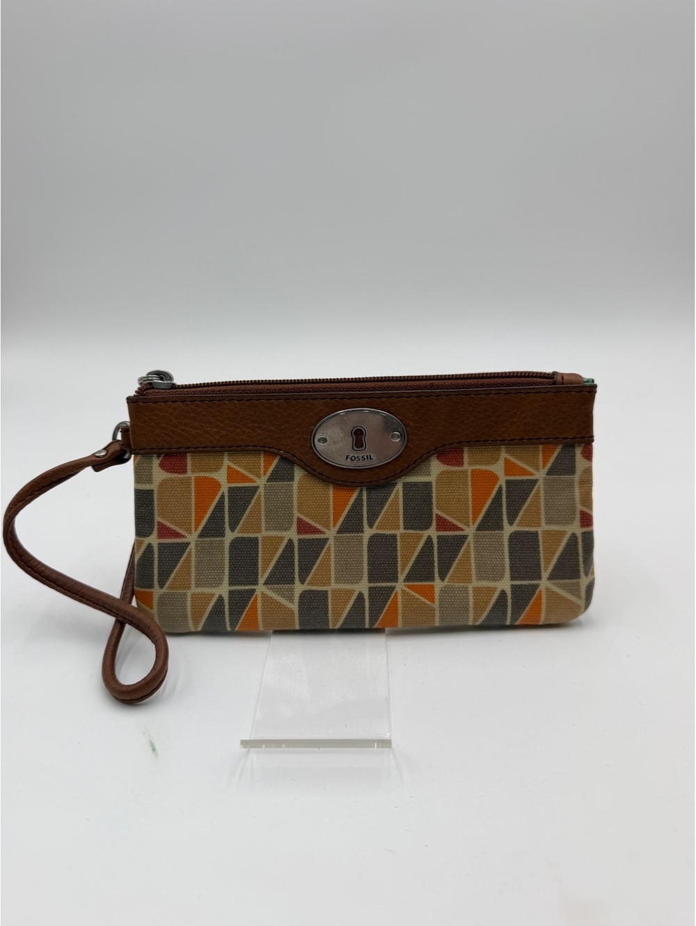 Fossil Key-Per Coated Canvas Wristlet
